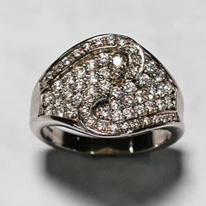 9ct White Gold Diamond Set Swirl Style, Ring Set with Brilliant Cut Diamonds