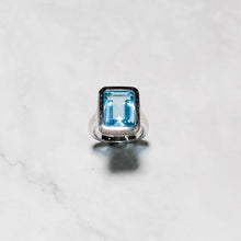 Load image into Gallery viewer, 9ct White Gold Topaz &amp; Diamond Cocktail Ring, surrounded by Diamonds on the Edge
