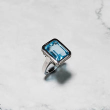 Load image into Gallery viewer, 9ct White Gold Topaz &amp; Diamond Cocktail Ring, surrounded by Diamonds on the Edge
