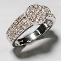 9ct White Gold Diamond Cluster Ring with Diamond Set Shoulders
