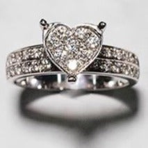 Load image into Gallery viewer, 9ct White Gold Heart Shaped Illusion Set Diamond Ring
